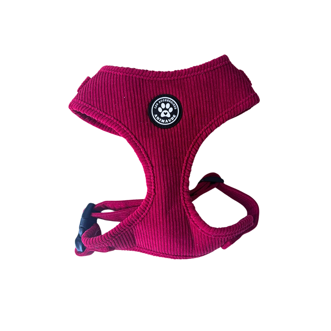 Magenta corduroy harness